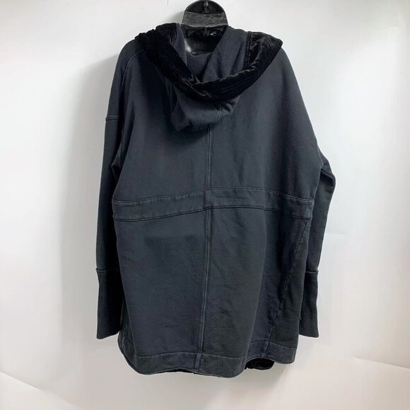 Free‎ People Women's Westwood Cotton Velvet Trim Hooded Coat Cardigan Size S - Picture 2 of 13